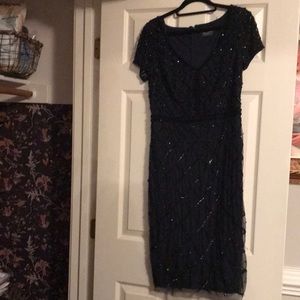 Adrianna Papell beaded Dress dark blue and black